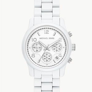 Women's Runway Chronograph White-Coated Stainless Steel Bracelet Watch